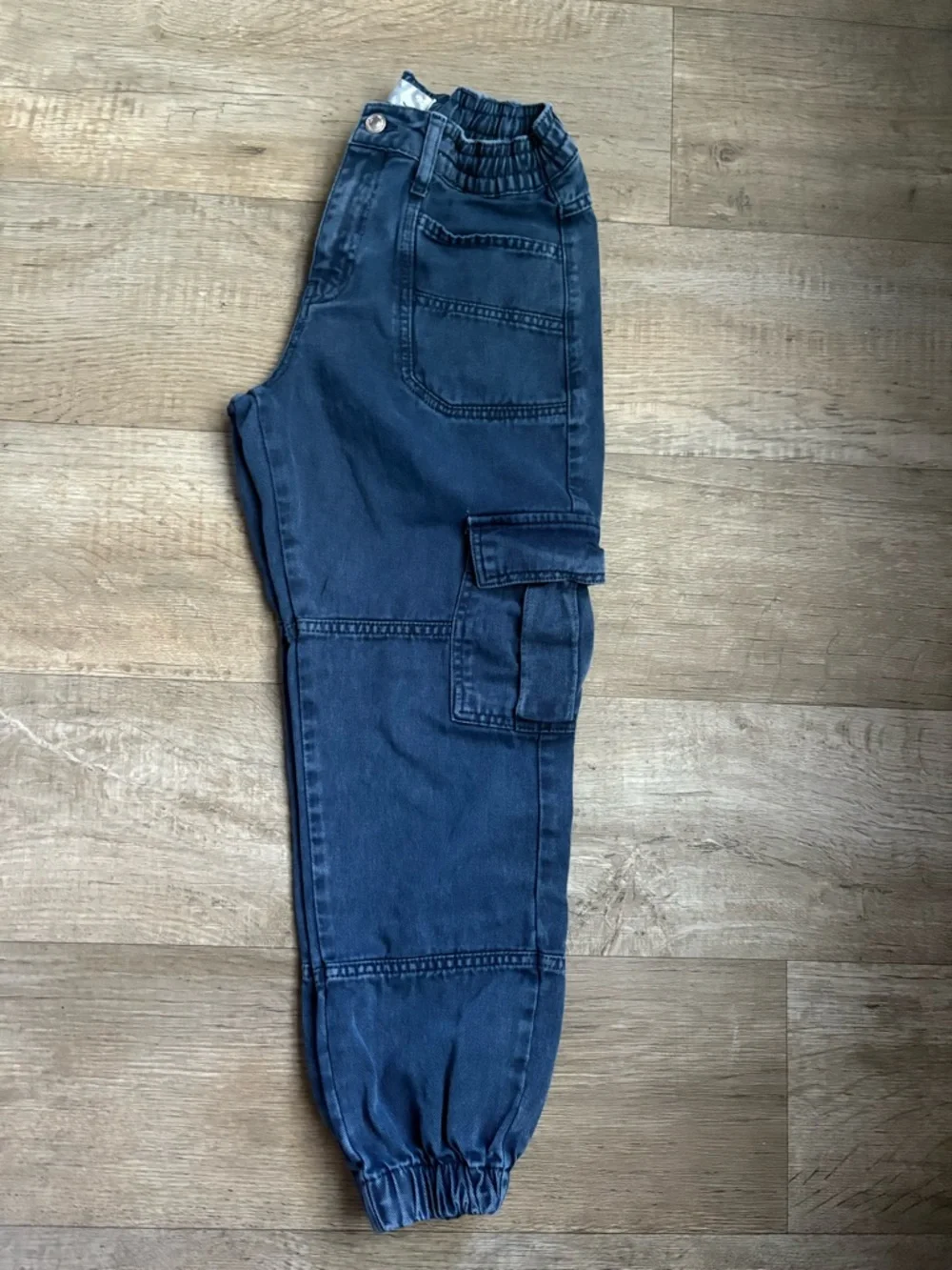 Free People Platoon Denim Cargo Joggers Washed Blue Sz XS